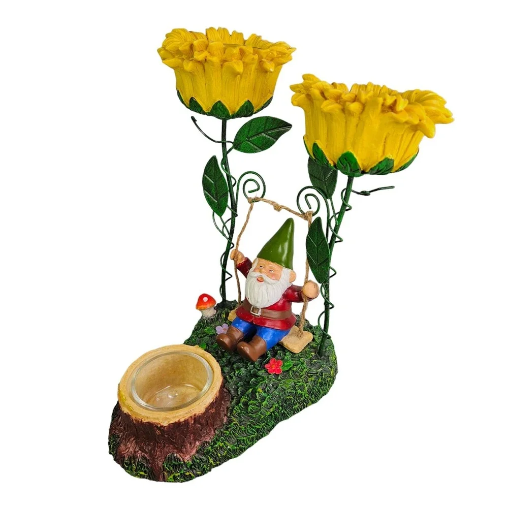 Yankee Candle‎ Gnome Swing Sunflower Tea Light Candle Holder Home Decor READ